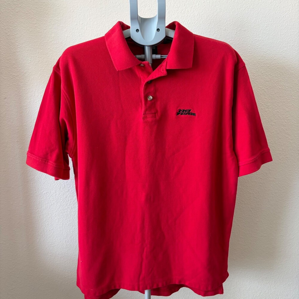 No Fear Polo Shirt Men's XL Red Embroidered Logo Y2K Racing Motocross